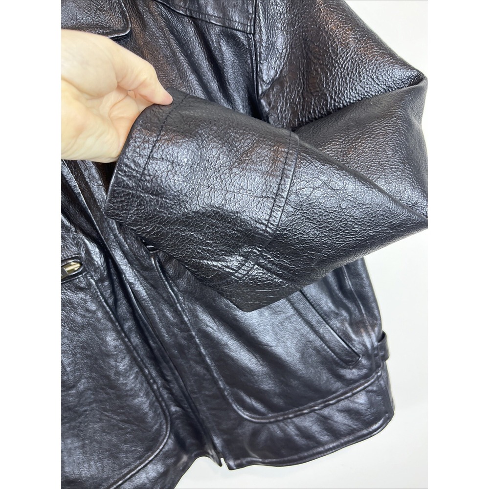 Vera Pelle Italian Della Legge 883 Black Leather Bomber Jacket Coat Mens Size 46 - Picture 7 of 16